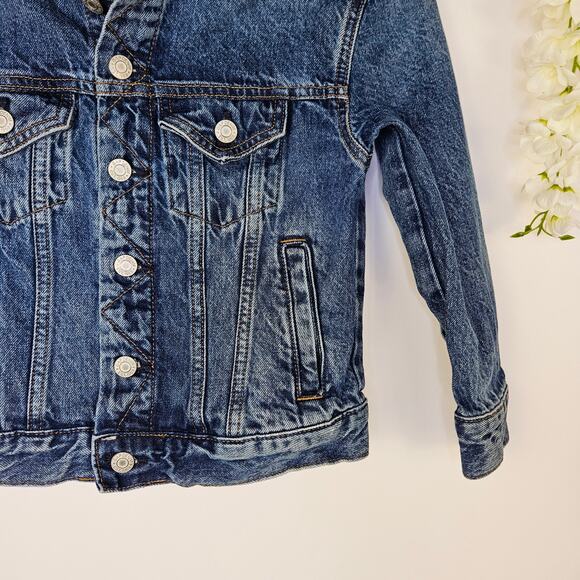 Gap Kids Denim Jacket Blue Jean Trucker Style Spring 2024 Classic Button Small 6 - Picture 6 of 12